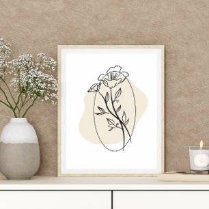 Abstrakt Minimal Boho Stil Design Blommigt Flowers Poster