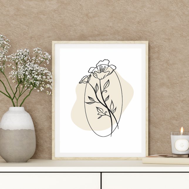 Abstrakt Minimal Boho Stil Design Blommigt Flowers Poster (Skapare uppladdad)