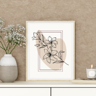Abstrakt Minimal Boho Stil Design Blommigt Flowers Poster