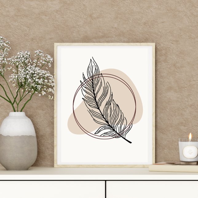 Abstrakt Minimal Boho Stil Design Löv Botaniskt Poster (Skapare uppladdad)