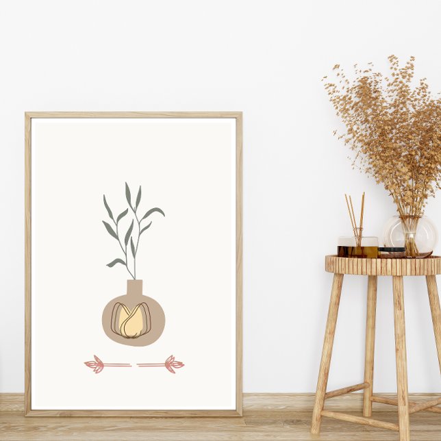 Abstrakt Minimal Boho Stil Design Löv Planter Poster (Skapare uppladdad)