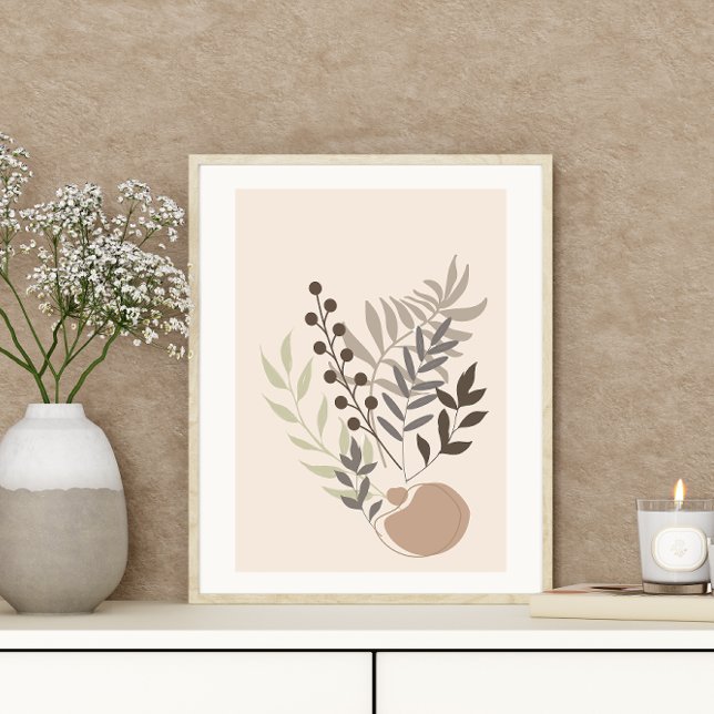 Abstrakt Minimal Boho Stil Foliage Löv Botaniska Poster (Skapare uppladdad)