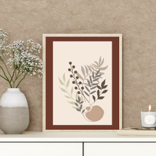 Abstrakt Minimal Boho Stil Foliage Löv Botaniska Poster