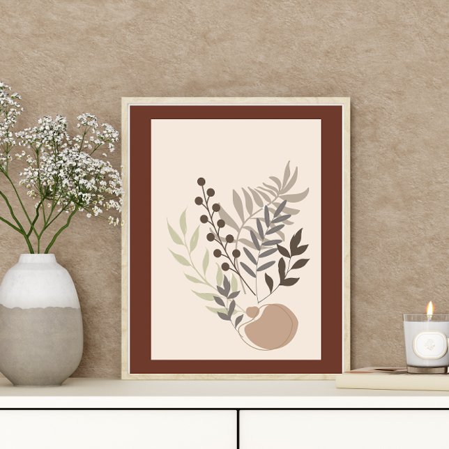 Abstrakt Minimal Boho Stil Foliage Löv Botaniska Poster (Skapare uppladdad)