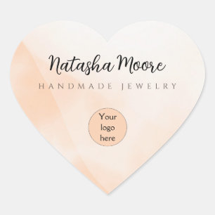 Abstrakt - minimal enkel orange - företag hjärtformat klistermärke