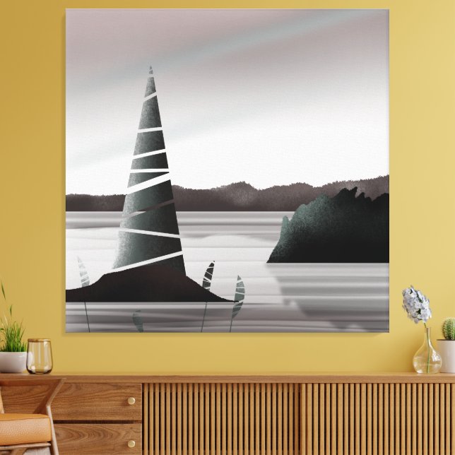 Abstrakt Minimal Konst från Stillahavskusten Canvastryck (Insitu (Vardagsrum))