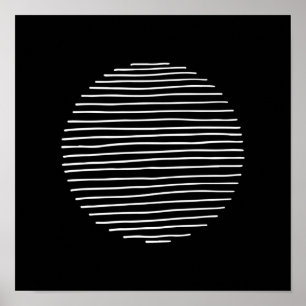 Abstrakt Minimal monokroma Rand-cirkel Poster
