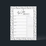 Abstrakt Minimal Skript Text Veckomenyplanering<br><div class="desc">Minimilistisk måltidsplanering med inköpslista där du kan notera dina inköpsbehov. Den minimalistiska måltidsplaneringen kommer med ett anteckningsområde på baksidan där du kan lägga till extra påminnelser eller saker du inte vill missa.</div>