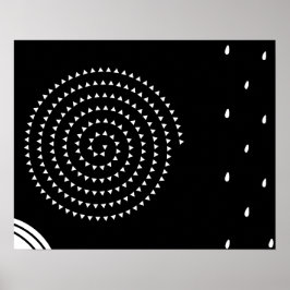 Abstrakt Minimal vit Spiral, regndroppar, cirklar Poster