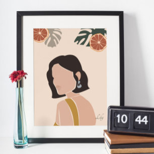 Abstrakt Minimal Woman Boho Chic Art Poster