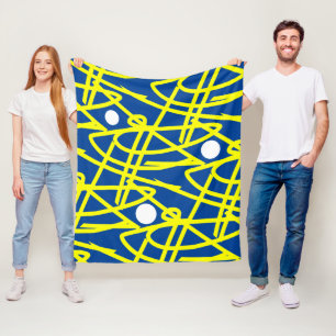 Abstrakt minimalism gula linjer blå filt