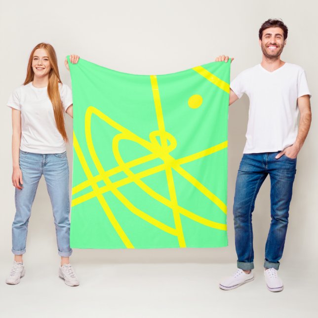 Abstrakt minimalism gula linjer turkos filt (På plats)