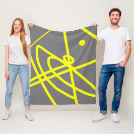 Abstrakt Minimalism Gult Linjer Grått Blanket Fleecefilt