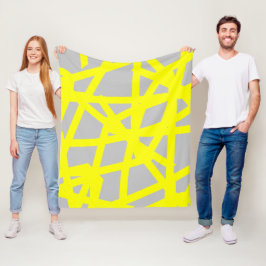 Abstrakt Minimalism Gult Linjer Grått Blanket Fleecefilt