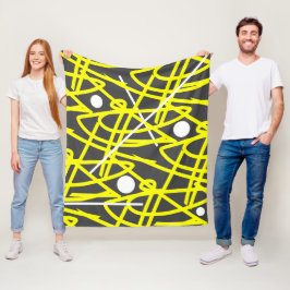 Abstrakt Minimalism Gult Linjer Grått Blanket Fleecefilt