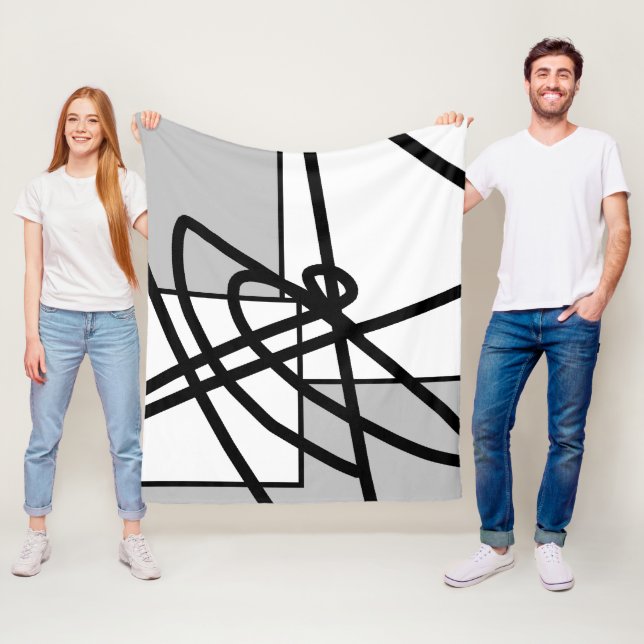 Abstrakt Minimalism Linjer Black Grått Blanket Fleecefilt (På plats)
