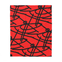 Abstrakt Minimalism Linjer Black Red Blanket