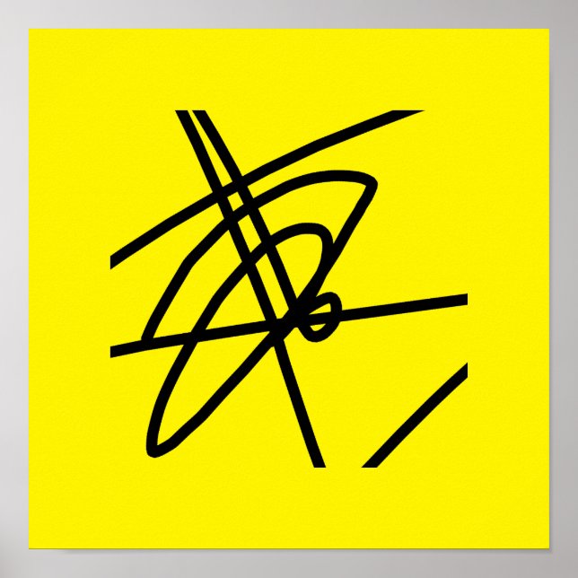 Abstrakt minimalism Linjer Svart Gult Affisch (Framsidan)