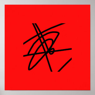 Abstrakt minimalism Linjer Svart Röd Affisch