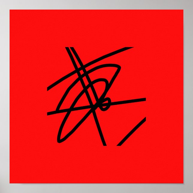 Abstrakt minimalism Linjer Svart Röd Affisch (Framsidan)