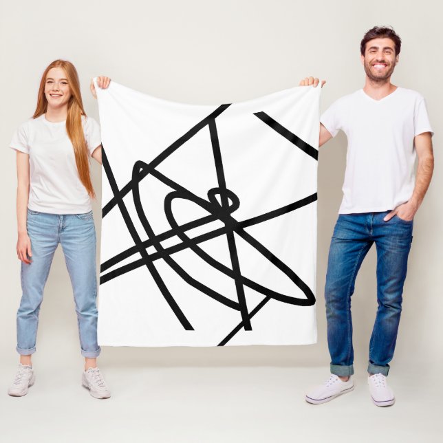Abstrakt minimalism Linjer Svart Vitt Täcke Fleecefilt (På plats)