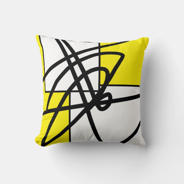 Abstrakt minimalism svart gul kudde (Framsida)