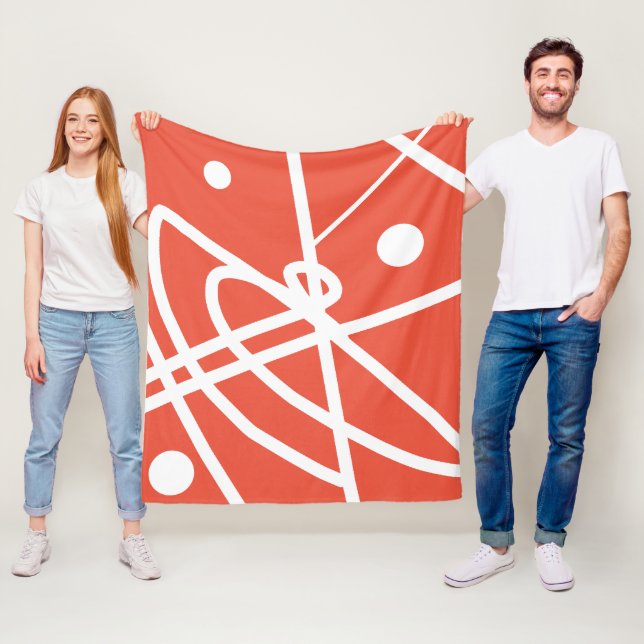 Abstrakt Minimalism Vita Linjer Blå Filta Fleecefilt (På plats)