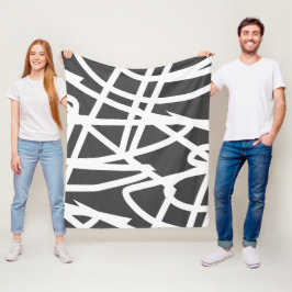 Abstrakt Minimalism Vita Linjer Grått Täcke Fleecefilt