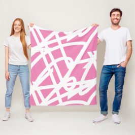 Abstrakt minimalism vita linjer rosa filt