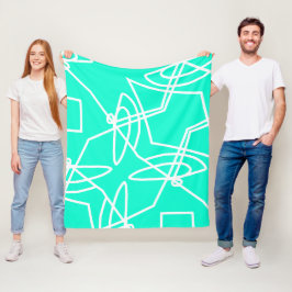 Abstrakt minimalism vita linjer turkos filt