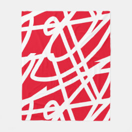 Abstrakt Minimalism White Linjer Red Blanket Fleecefilt