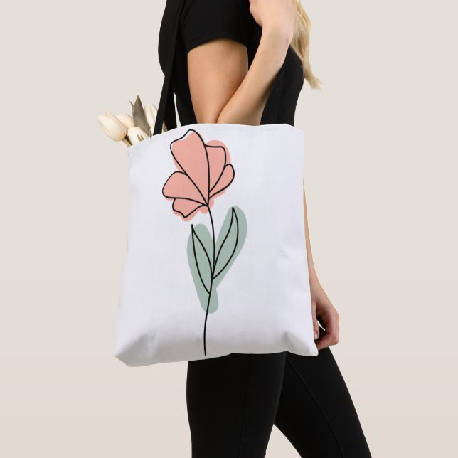 Abstrakt Minimalist Flowers Tothe Bag Tygkasse (Närbild)