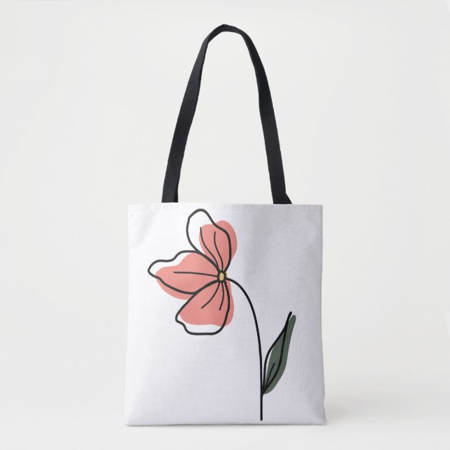 Abstrakt Minimalist Flowers Tothe Bag Tygkasse (Framsida)