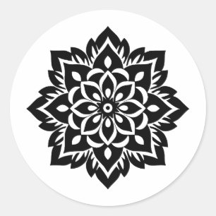 Abstrakt Minimalist Mandala Silhouette Runt Klistermärke