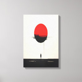 Abstrakt Minimalist Red Sol och Solitude Art Canvastryck