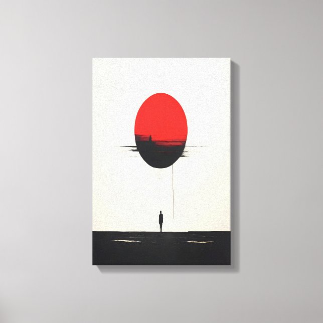 Abstrakt Minimalist Red Sol och Solitude Art Canvastryck (Framsida)