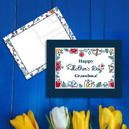Abstrakt Minimalistblommor blå Mors dag Helg Vykort