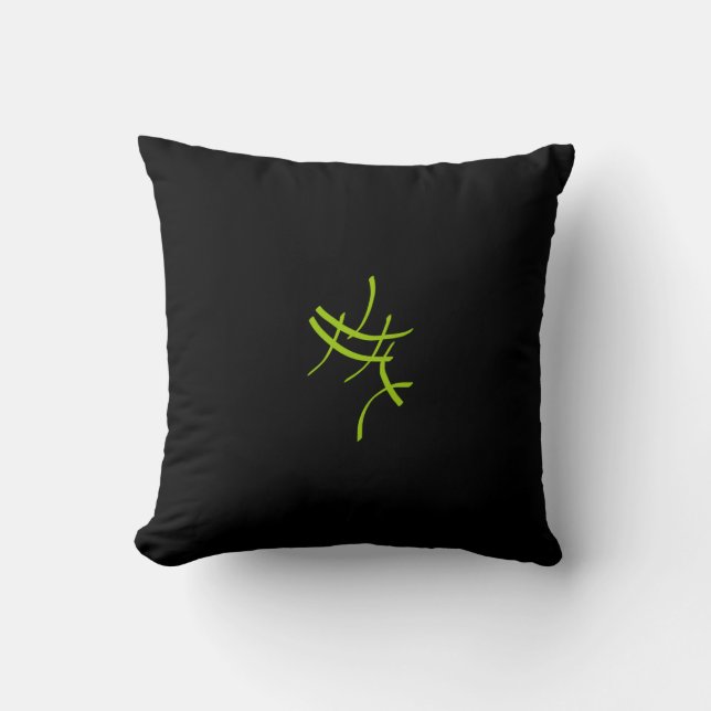 Abstrakt minimalistisk grön svart kudde (Framsida)