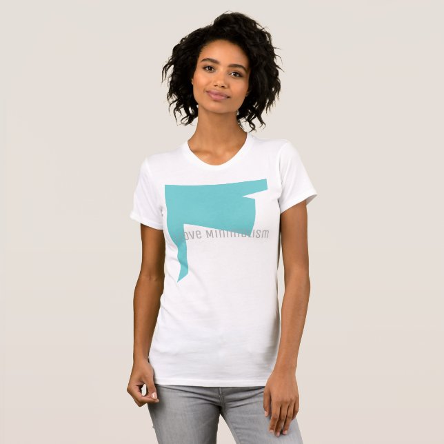 Abstrakt Minimalistisk Konst Blå Vit T Shirt (Hel framsida)