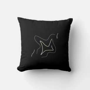 Abstrakt minimalistisk konst vit svart kudde
