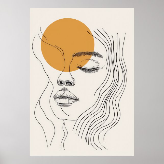 Abstrakt minimalistisk kvinna ansikte linjekonst poster (Framsidan)