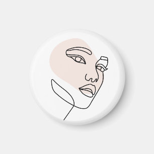 Abstrakt minimalistisk kvinnlig enkel linjekonst S Magnet