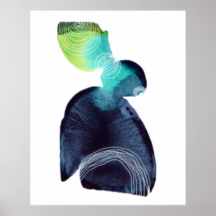 Abstrakt Minimalistisk målning av vattenfärg Poste Poster