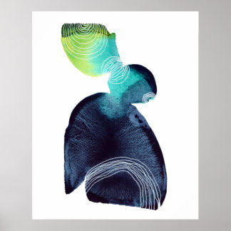 Abstrakt Minimalistisk målning av vattenfärg Poste Poster