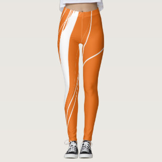 Abstrakt Minimalistisk Orange-vit Leggings