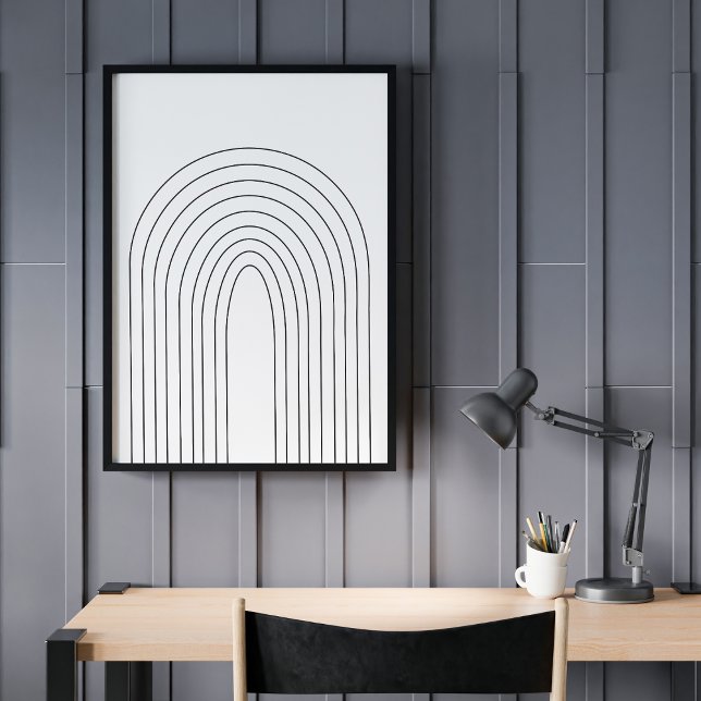 Abstrakt Minimalistisk regnbåge, svart vit Linjer Poster (Skapare uppladdad)
