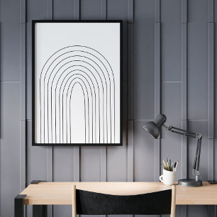 Abstrakt minimalistisk regnbåge svarta vita linjer poster