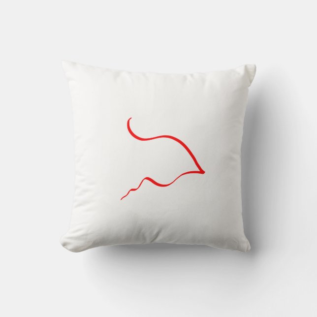 Abstrakt minimalistisk röd linje-kudde kudde (Framsida)