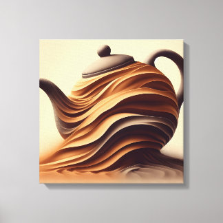 Abstrakt minimalistisk Zen flödande tekanna Canvastryck