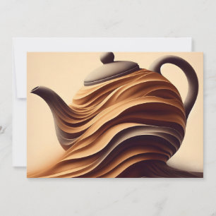 Abstrakt minimalistisk Zen flödande tekanna Julkort